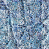 Blue 3D Paisley Digital Printed Fabric Material Wholesale Price